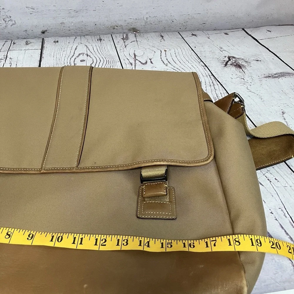 COACH Tan Canvas Leather Messenger Travel‎ Bag Office Briefcase